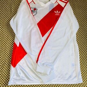 Size small River Plate Adidas White and Red Long Sleeve Jersey
